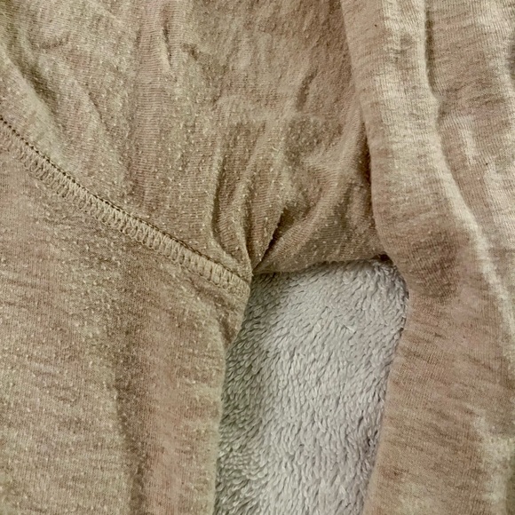 Athleta Beige Wrap Hoodie -Size L
Hole on the right sleeve by the cuff. 
Used - Picture 7 of 9
